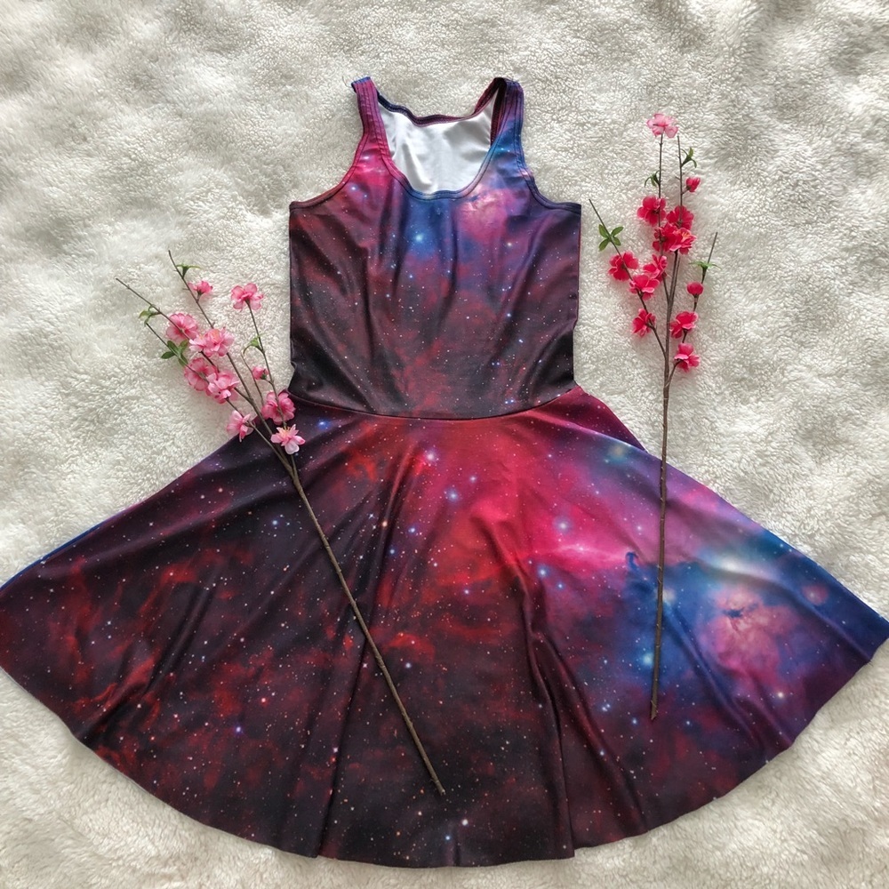 Fun Short Dress Colorful Milky-way Universe Design